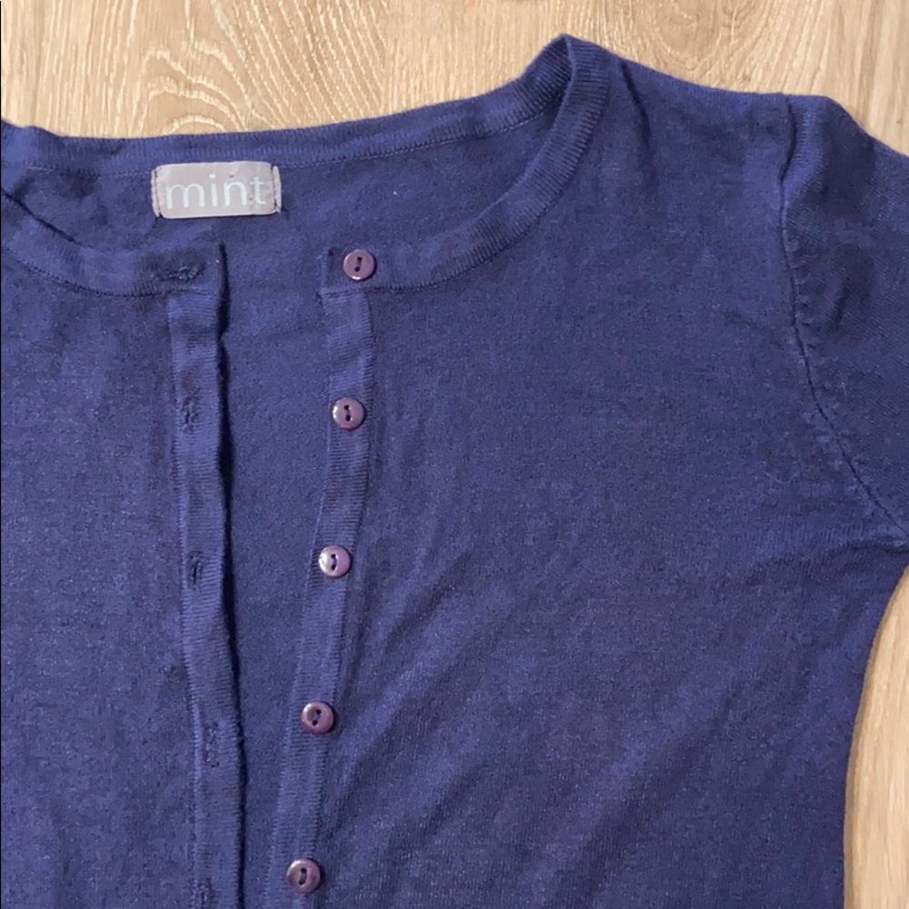 Mint button down cardigan in navy